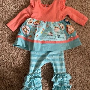 WORN ONCE! Matilda Jane sweetie pie shirt + bloomers size 0-3 months
